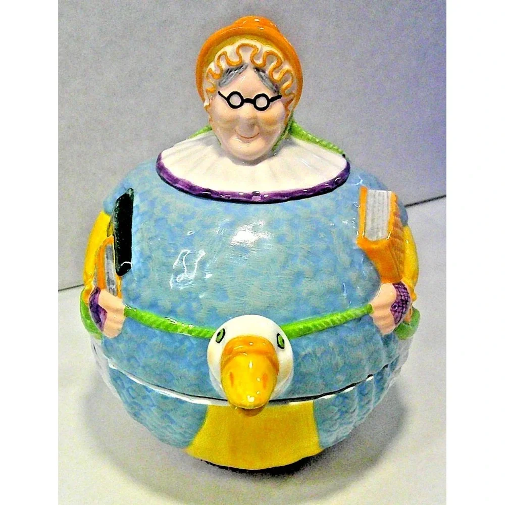 NEVER USED Vintage Dept 56 Mother Goose Story Book Ceramic Tea‎ Pot & Cup Set